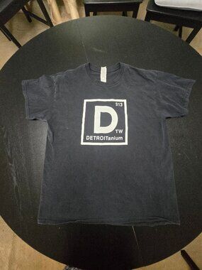 Gildan Detroit 313 DETROITanium Navy Graphic T Shirt Size L